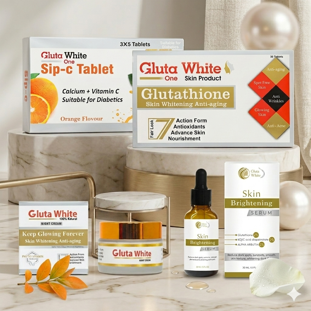 Tablets, Sip-C, Brightening Serum & Night Cream
