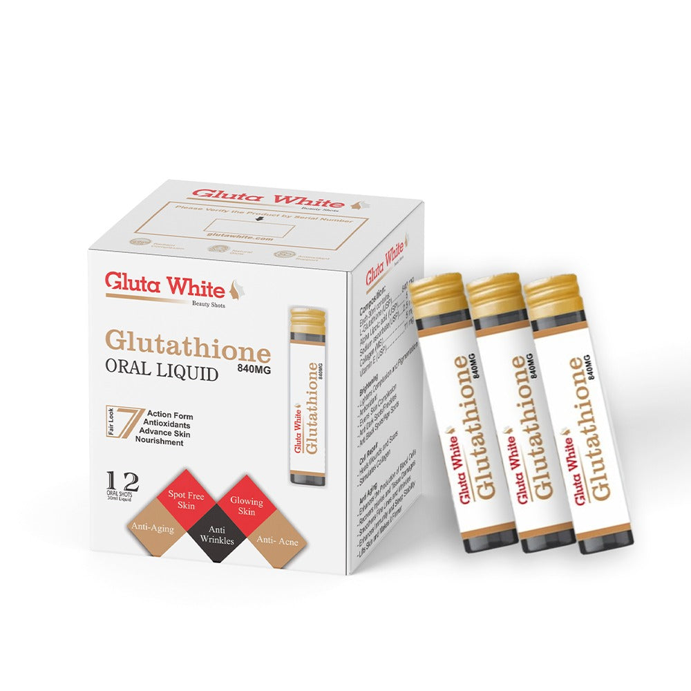 Gluta White Glutathione oral liquid Shots for whitening (12 shots)