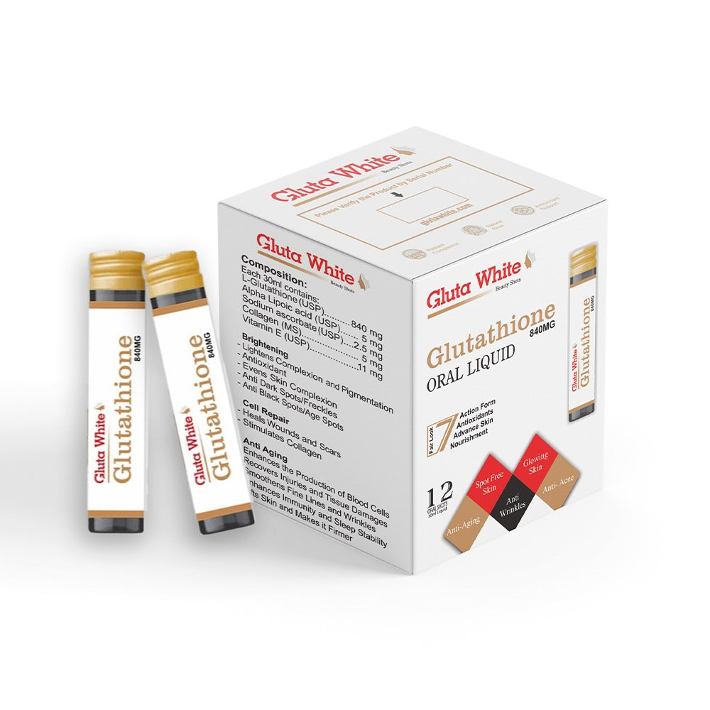 Gluta White Glutathione oral liquid Shots for whitening (12 shots)
