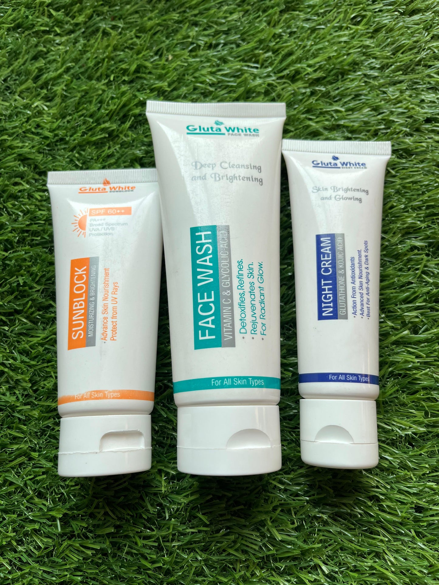 Gluta White 3 in 1 Kit | Gluta White cream + Facewash + Sunblock SPF60