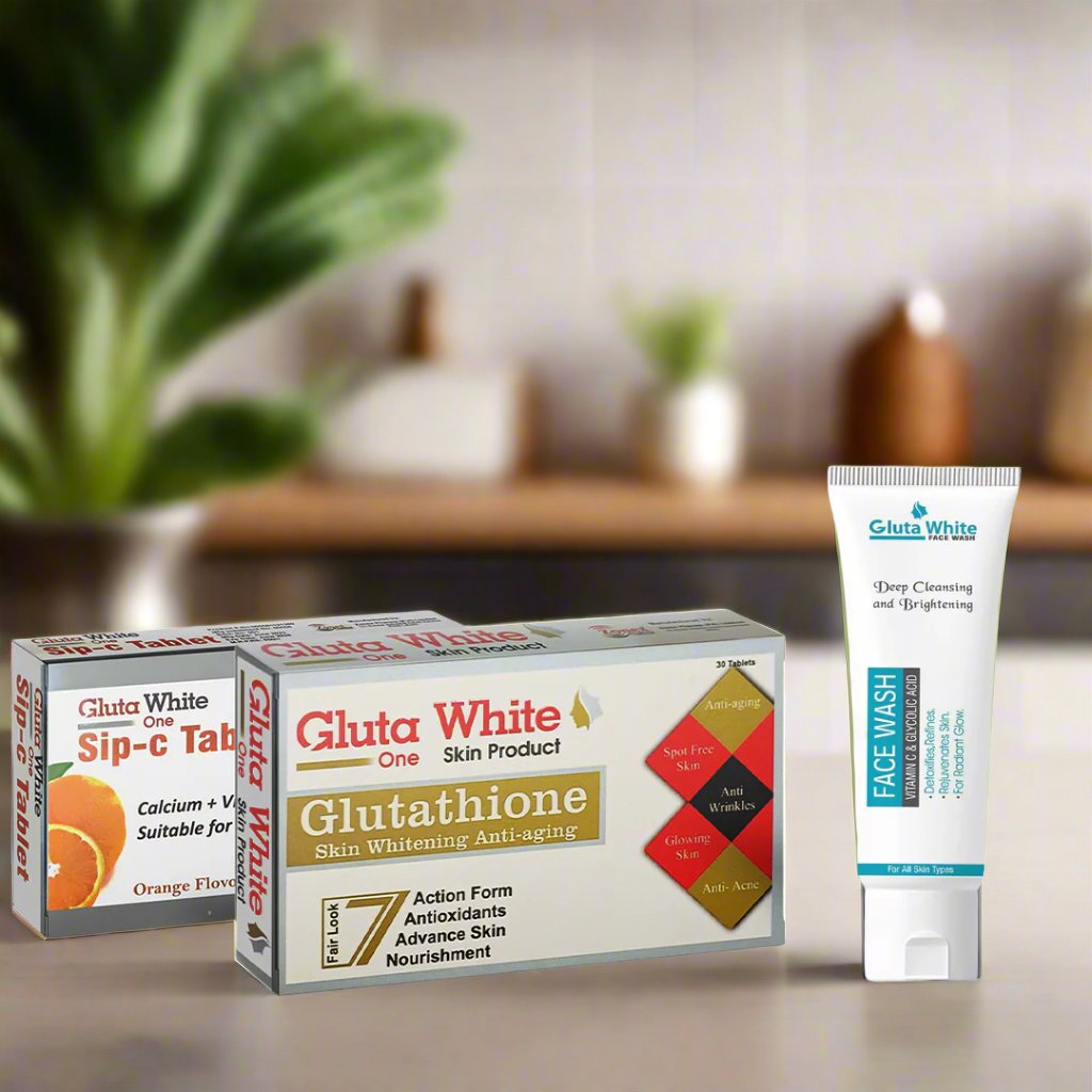 Gluta White tablets, vitamin C tablets and Face wash