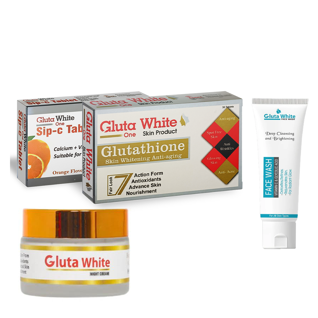 Gluta White tablets + Sip C tablets + Gluta White Cream + Gluta White Face Wash