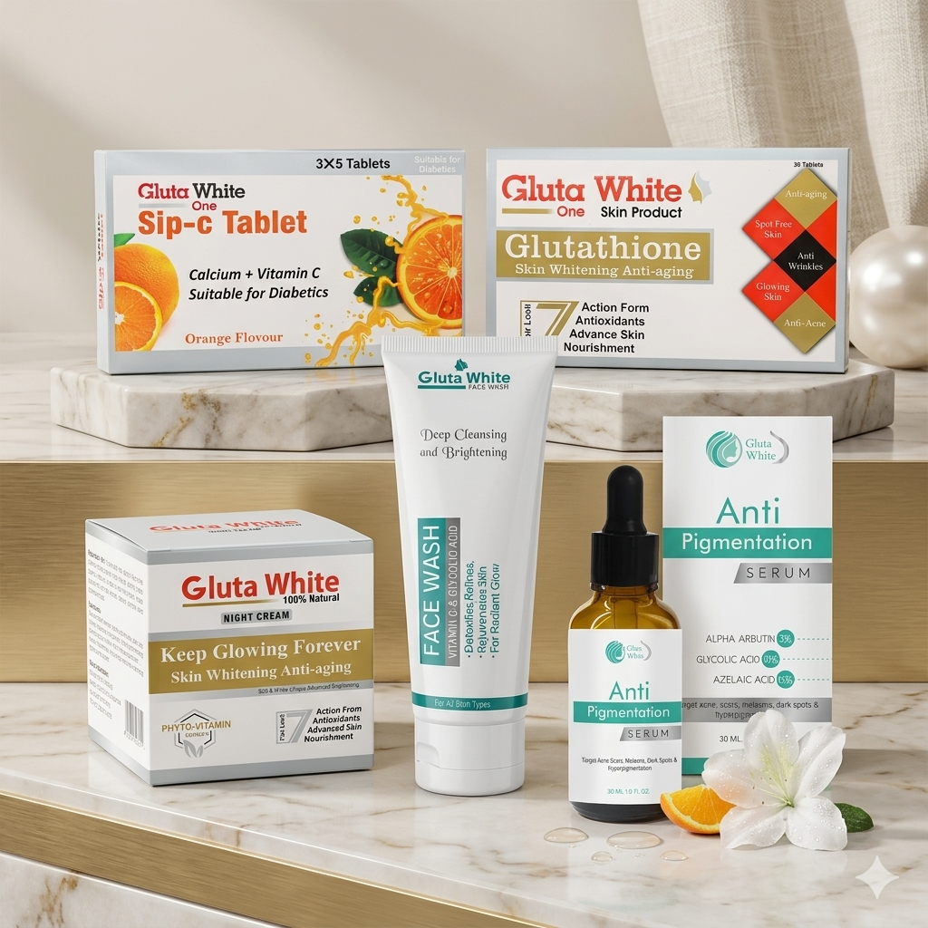 Glutathione Tablets + Sip-C + Anti-Pigmentation Serum + Night Cream + Face Wash