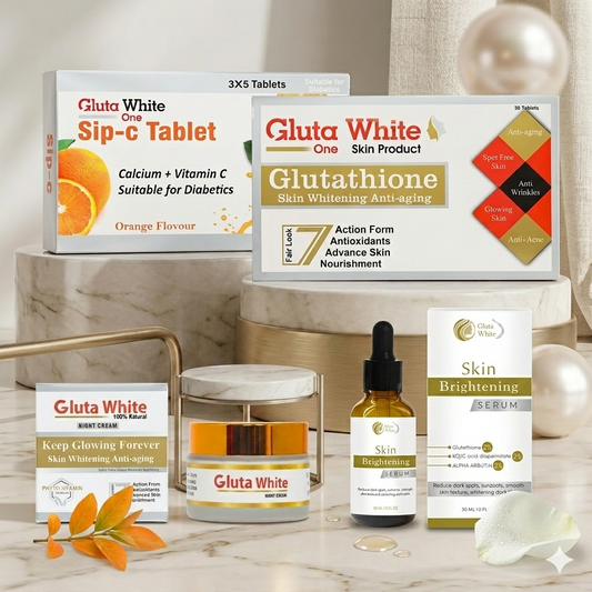 Tablets, Sip-C, Brightening Serum & Night Cream