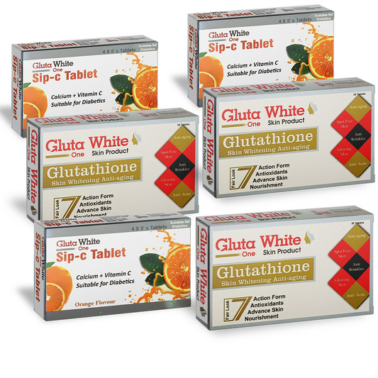 Gluta White glutathione capsules + Gluta White sip C tablets ( 3+3)